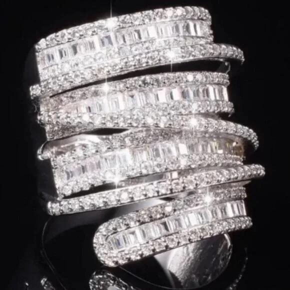 NEW 6.4 CT 925 STERLING SILVER DIAMOND RING, CUTE RING, SHINY RING. - Picture 1 of 5